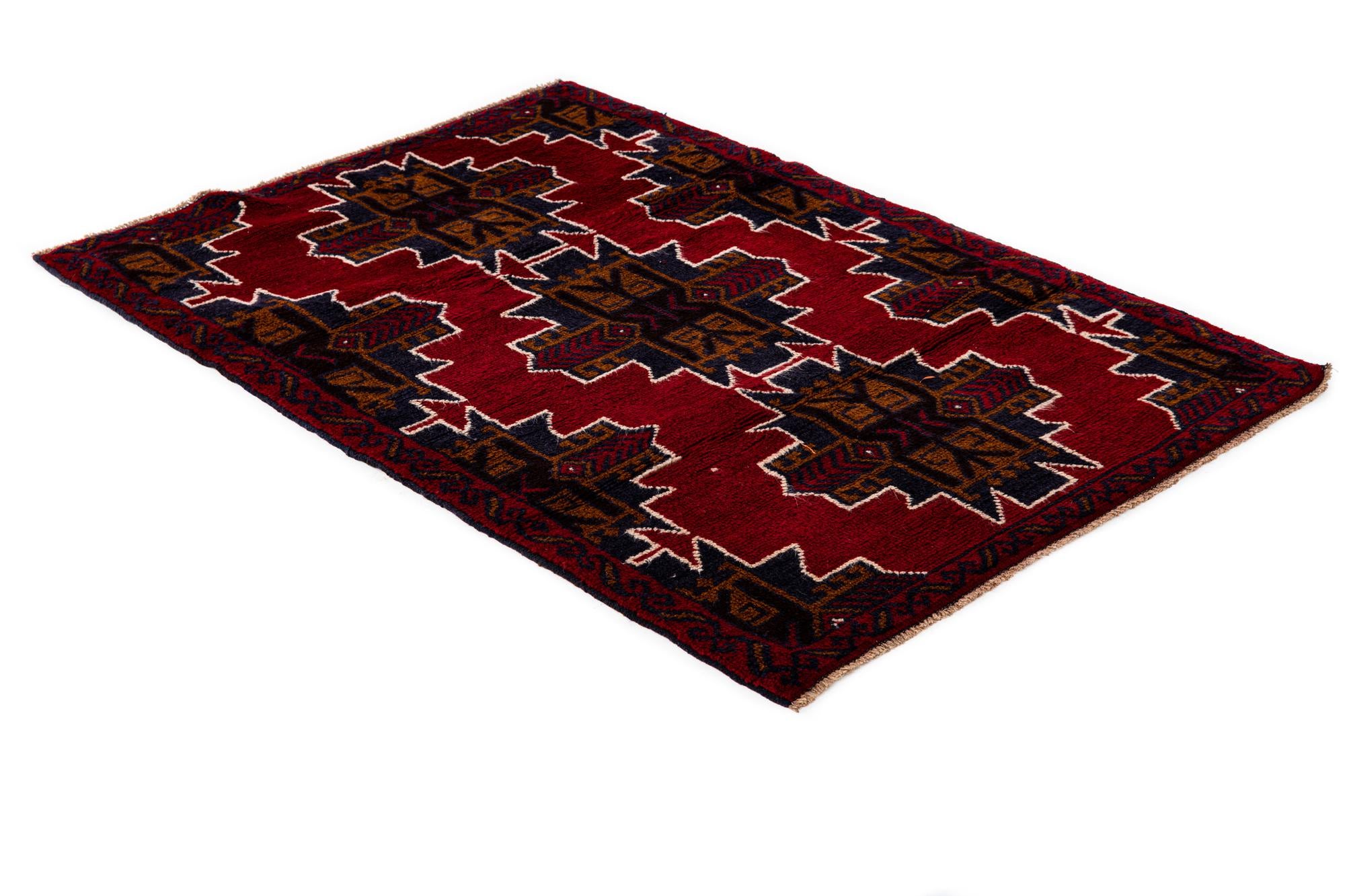 90cm x 135cm Hand Knotted Balouch Persian Wool Rug