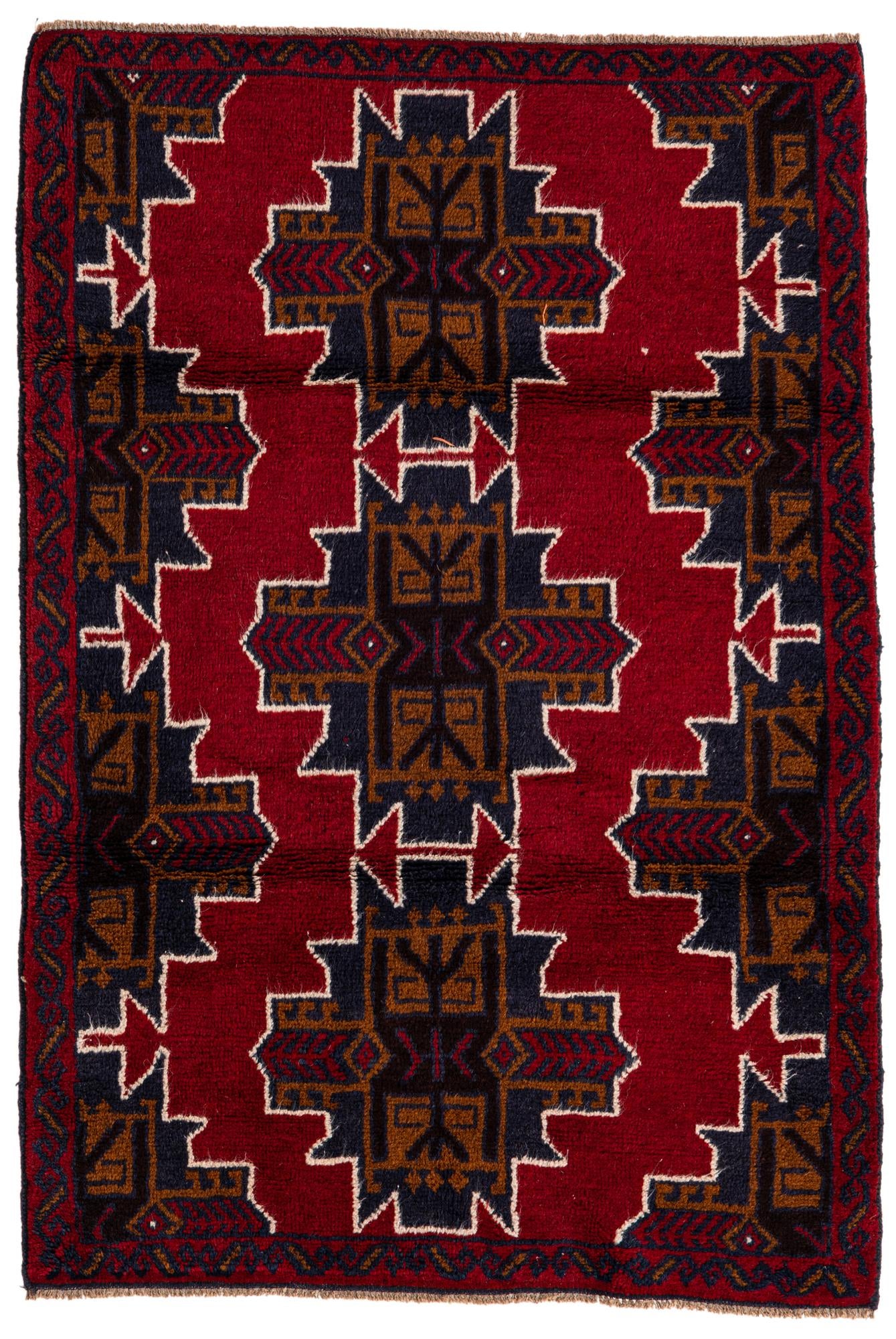 3' x 4' 5 Hand Knotted Balouch Persian Wool Rug