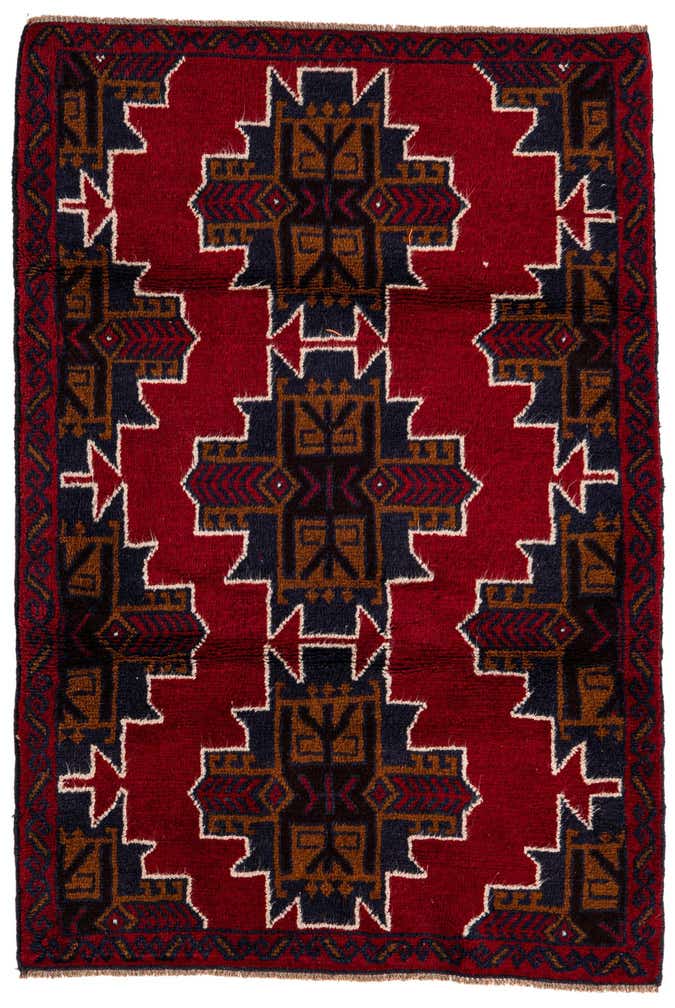 3' x 4' 5 Hand Knotted Balouch Persian Wool Rug