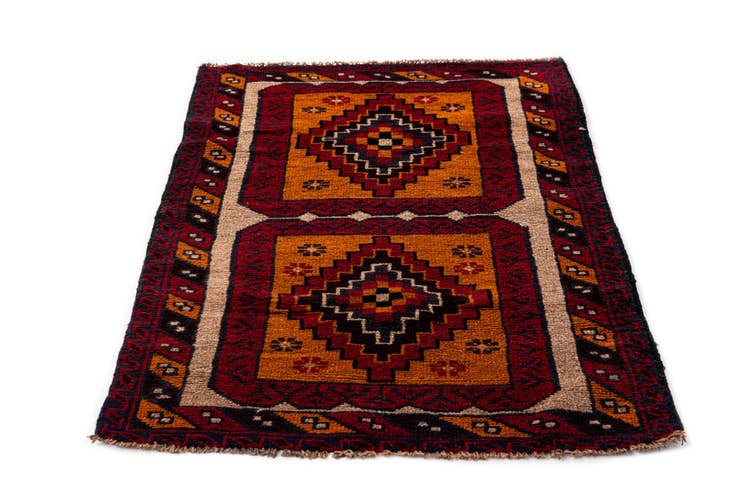 Detail image of 2' 8 x 4' 9 Hand Knotted Balouch Persian Wool Rug