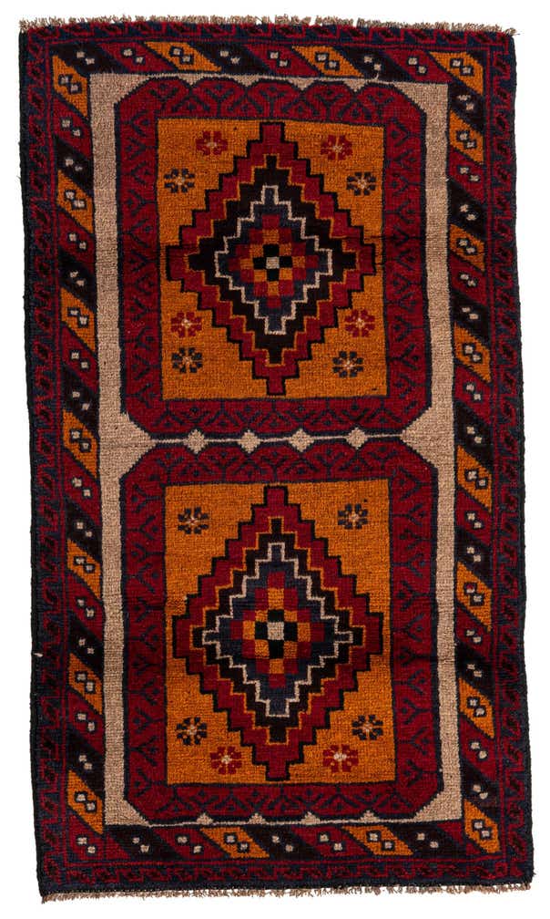 2' 8 x 4' 9 Hand Knotted Balouch Persian Wool Rug