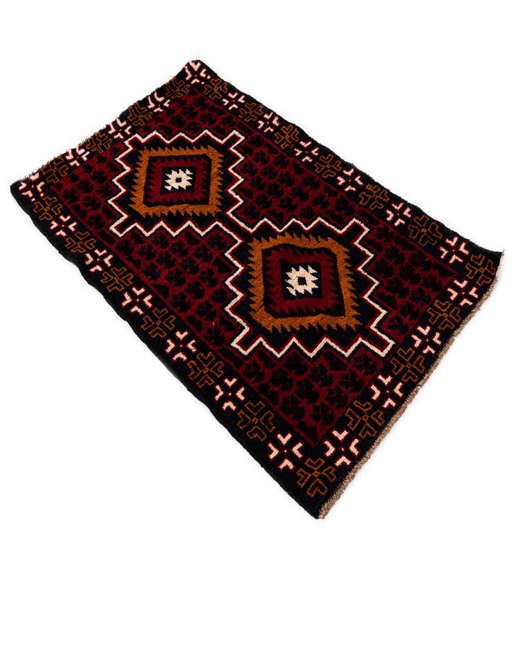 Detail image of 2' 10 x 4' 10  Hand Knotted Balouch Persian Wool Rug