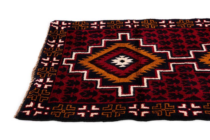 Detail image of 2' 10 x 4' 10 Hand Knotted Balouch Persian Wool Rug