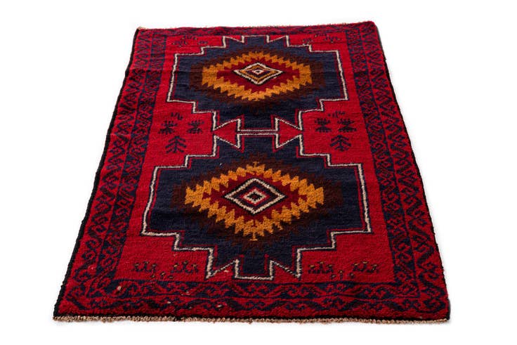 Detail image of 2' 10 x 4' 10 Hand Knotted Balouch Persian Wool Rug