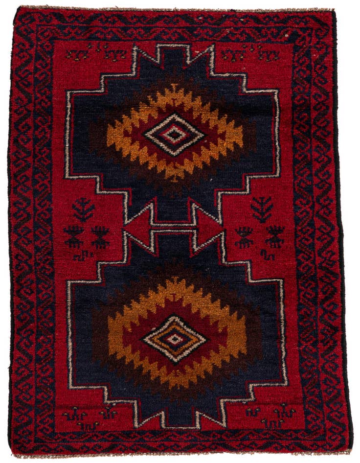 Detail image of 2' 10 x 4' 10 Hand Knotted Balouch Persian Wool Rug