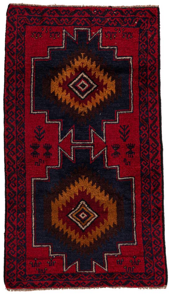 Detail image of 2' 10 x 4' 10 Hand Knotted Balouch Persian Wool Rug