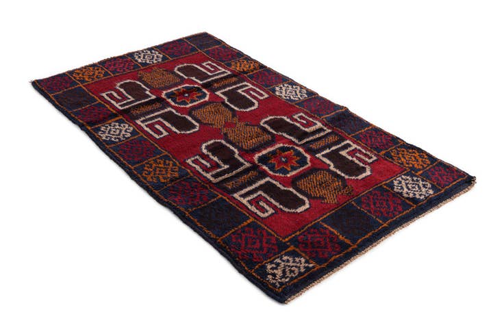 Detail image of 2' 9 x 4' 9 Hand Knotted Balouch Persian Wool Rug