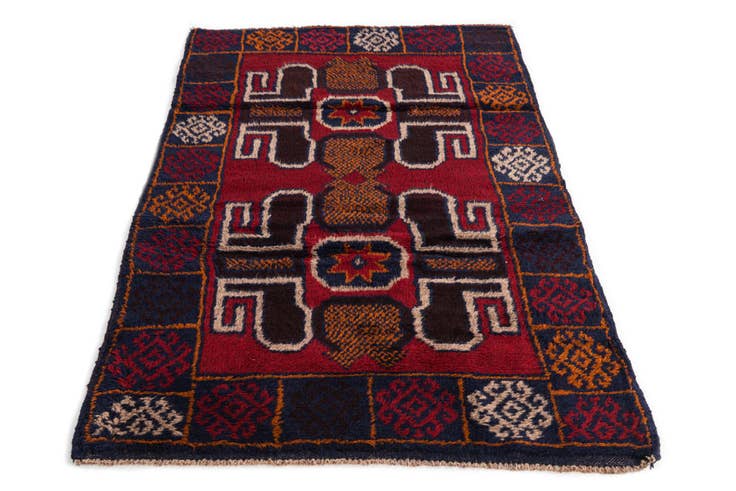 Detail image of 2' 9 x 4' 9 Hand Knotted Balouch Persian Wool Rug