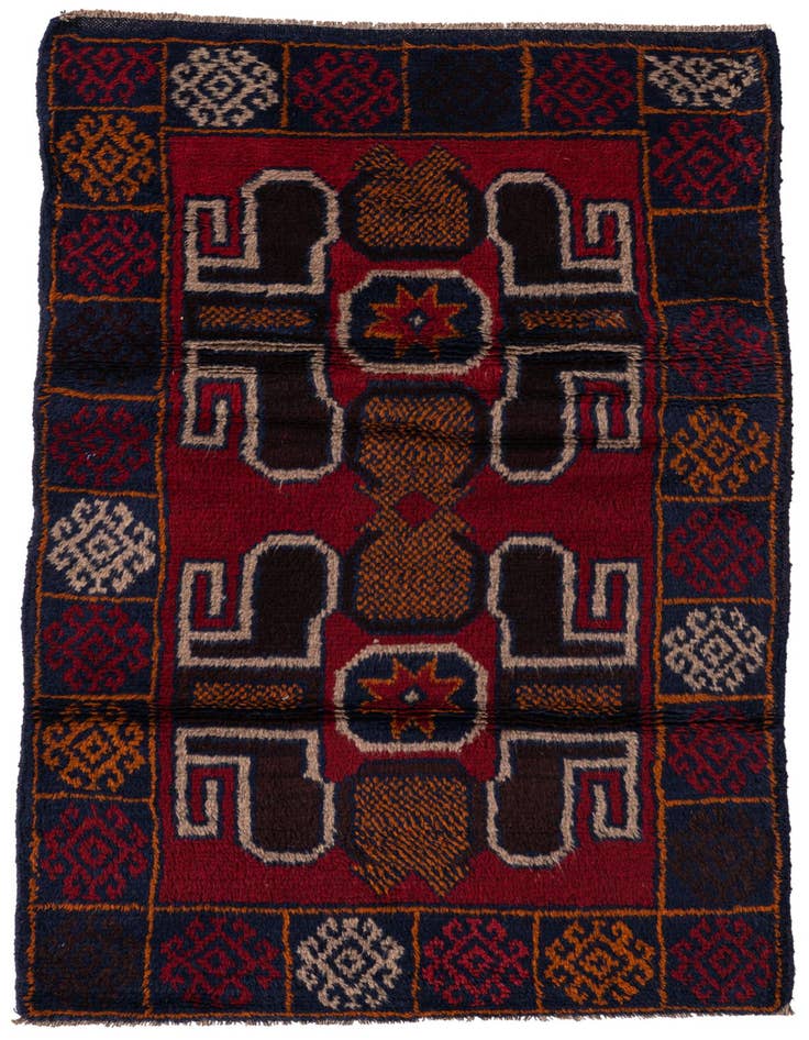Detail image of 2' 9 x 4' 9 Hand Knotted Balouch Persian Wool Rug
