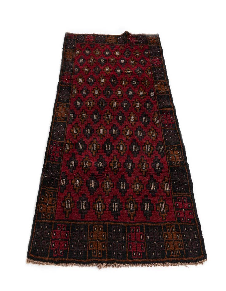 Detail image of 2' 10 x 4' 6  Hand Knotted Balouch Persian Wool Rug