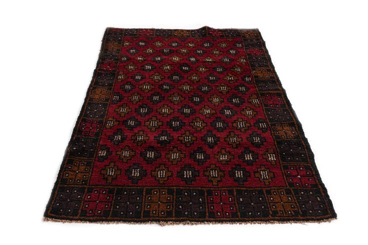 Detail image of 2' 10 x 4' 6 Hand Knotted Balouch Persian Wool Rug