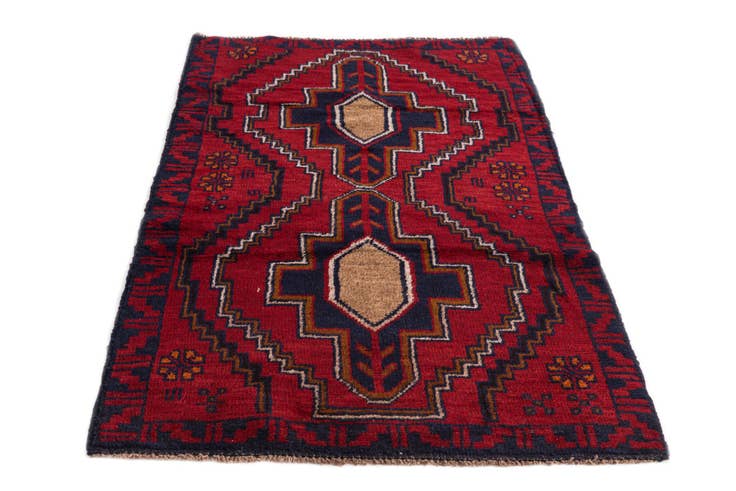 Detail image of 2' 9 x 4' 8 Hand Knotted Balouch Persian Wool Rug