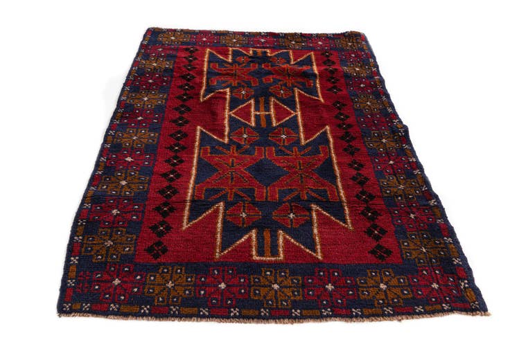 Detail image of 3' x 4' 7 Hand Knotted Balouch Persian Wool Rug