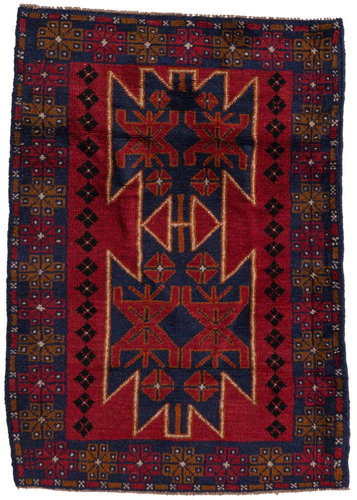 3' x 4' 7 Hand Knotted Balouch Persian Wool Rug