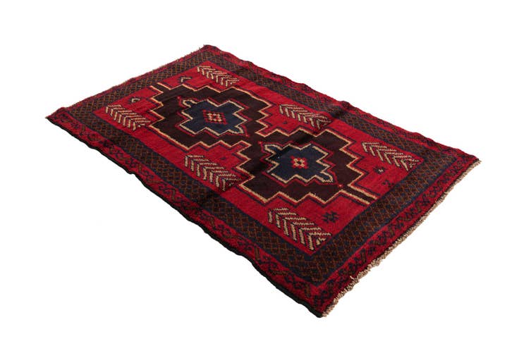 Detail image of 3' x 4' 8 Hand Knotted Balouch Persian Wool Rug
