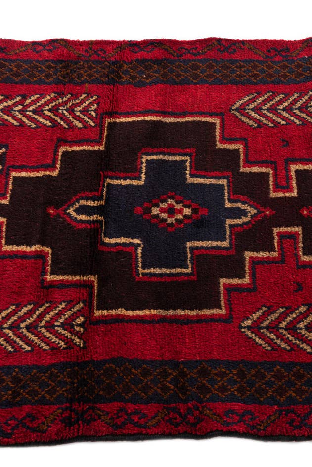 Detail image of 3' x 4' 8 Hand Knotted Balouch Persian Wool Rug
