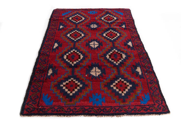 Detail image of 2' 10 x 4' 8 Hand Knotted Balouch Persian Wool Rug