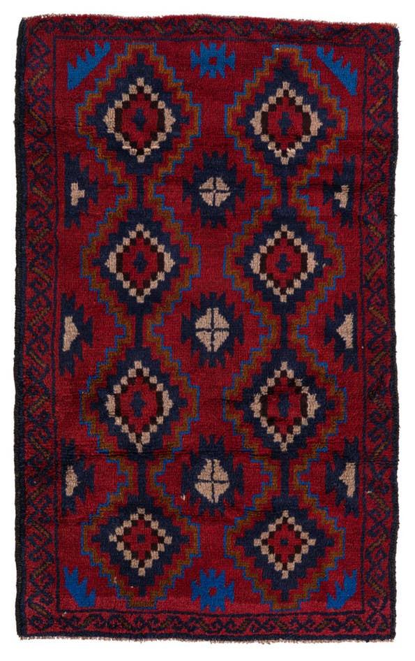 Detail image of 2' 10 x 4' 8 Hand Knotted Balouch Persian Wool Rug