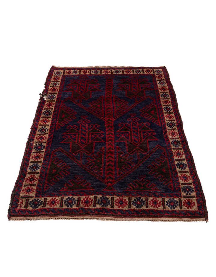 3' x 4' 9 Hand Knotted Balouch Persian Wool Rug