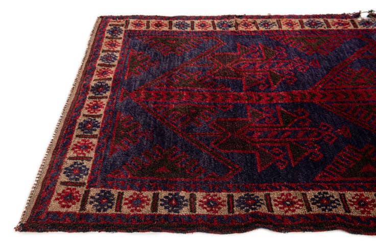 Detail image of 3' x 4' 9 Hand Knotted Balouch Persian Wool Rug