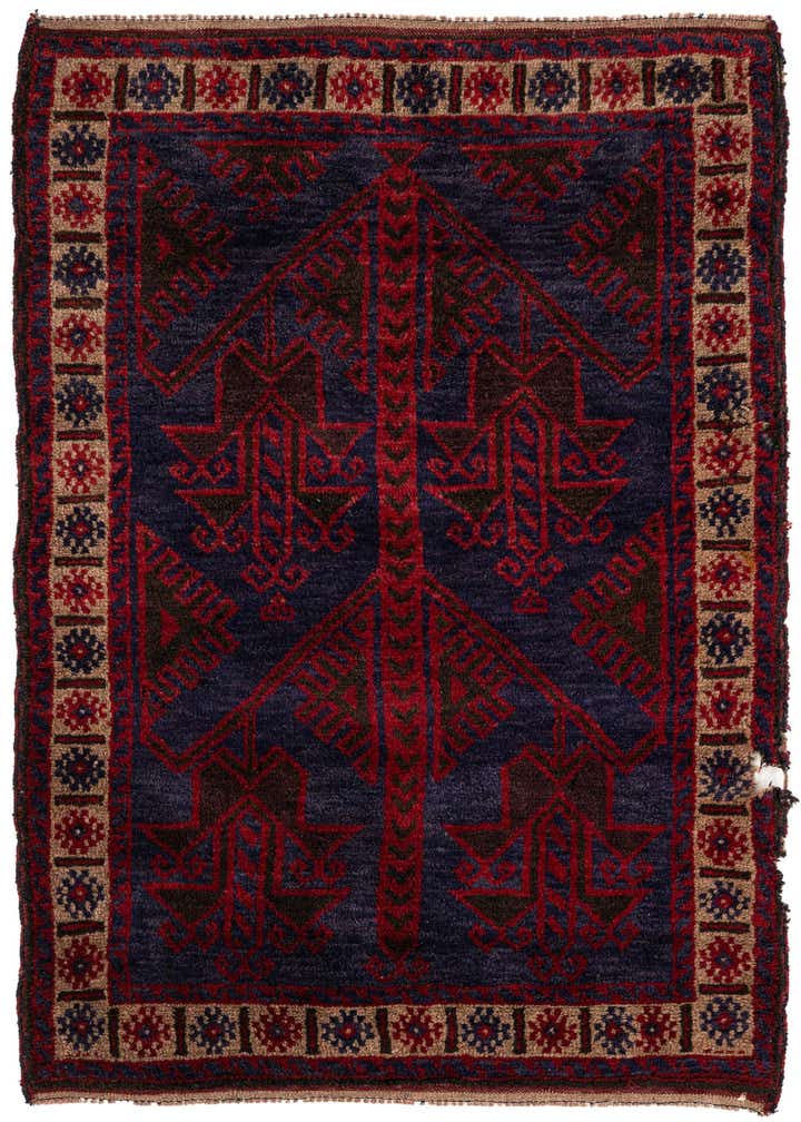 3' x 4' 9 Hand Knotted Balouch Persian Wool Rug