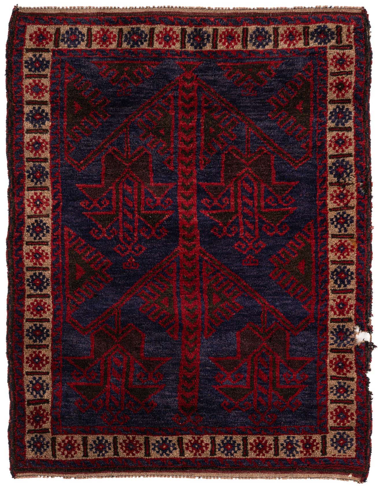 3' x 4' 9 Hand Knotted Balouch Persian Wool Rug
