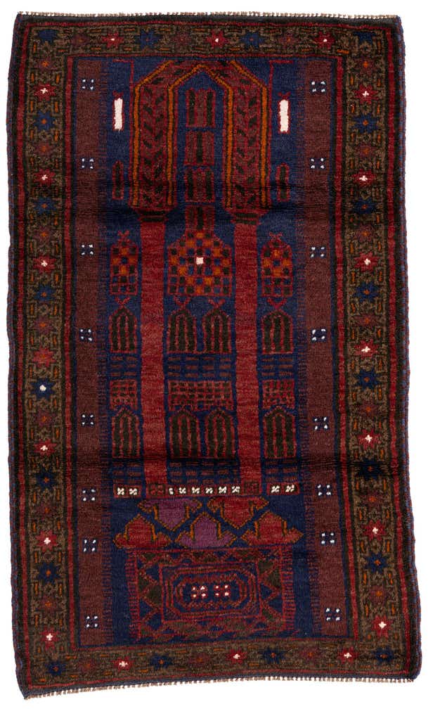 2' 10 x 4' 10 Hand Knotted Balouch Persian Wool Rug