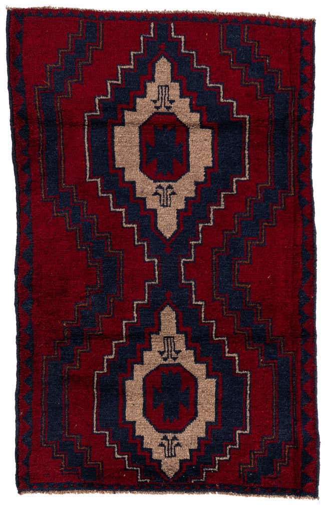 2' 10 x 4' 7 Hand Knotted Balouch Persian Wool Rug