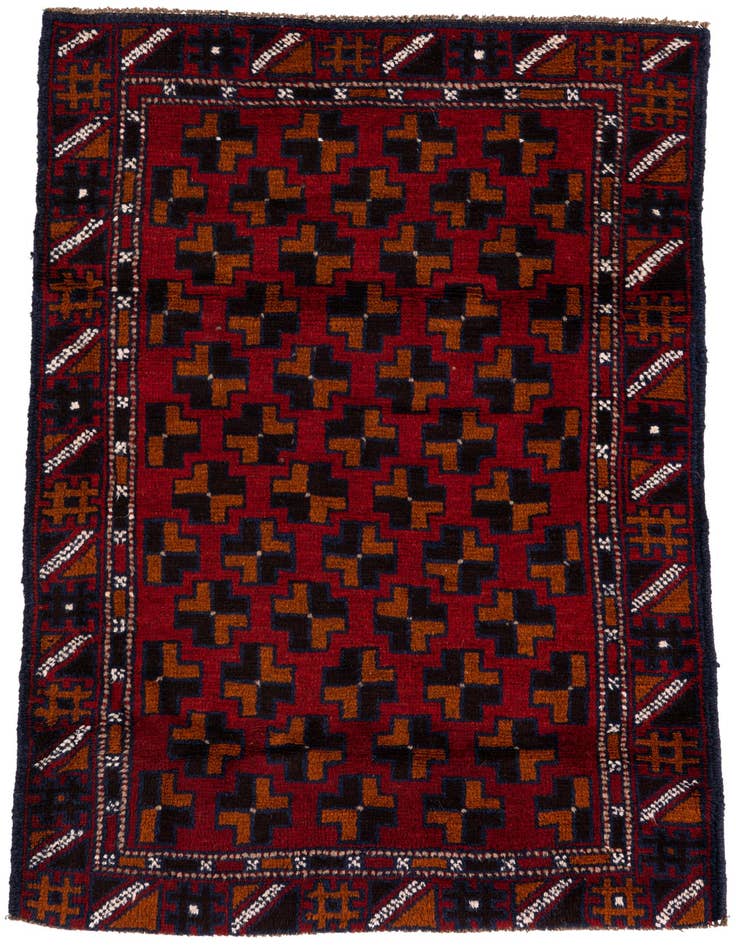 Detail image of 2' 10 x 4' 7 Hand Knotted Balouch Persian Wool Rug