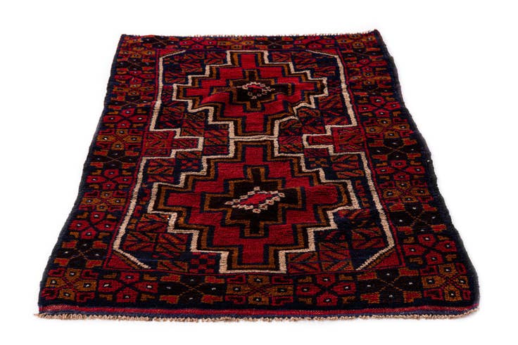 Detail image of 2' 9 x 4' 8 Hand Knotted Balouch Persian Wool Rug