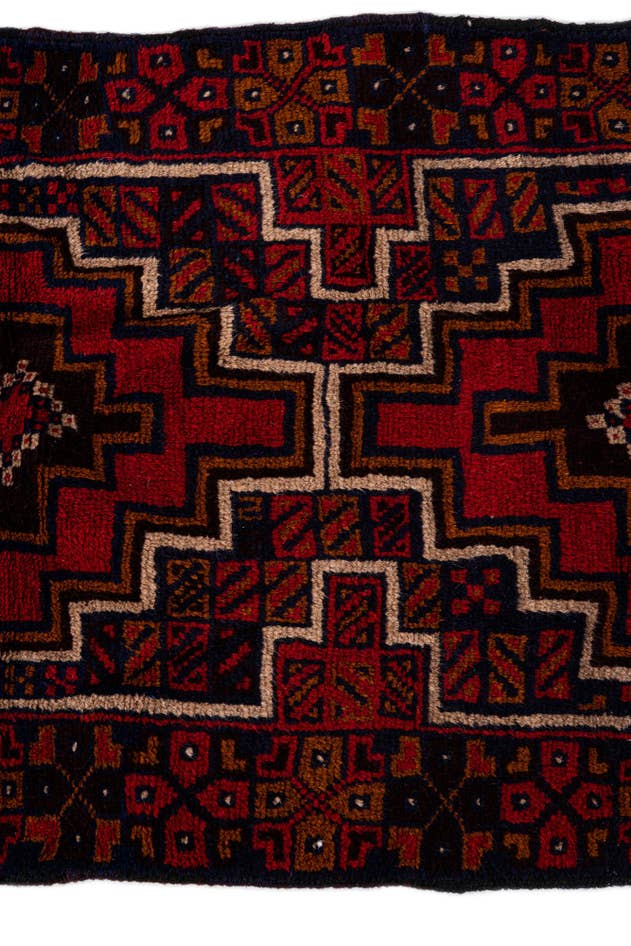Detail image of 2' 9 x 4' 8 Hand Knotted Balouch Persian Wool Rug