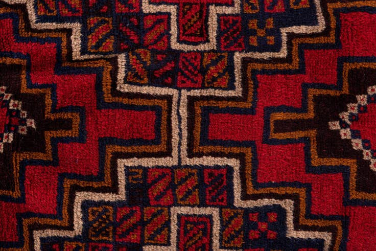 Detail image of 2' 9 x 4' 8 Hand Knotted Balouch Persian Wool Rug