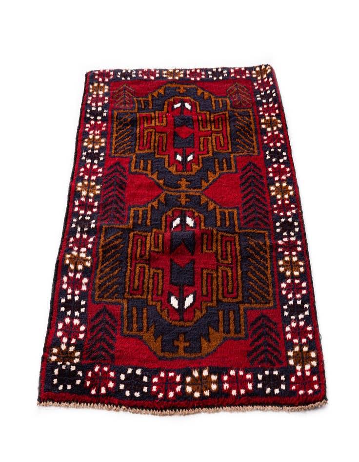 Detail image of 2' 11 x 4' 7  Hand Knotted Balouch Persian Wool Rug