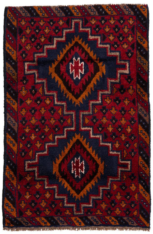 Detail image of 2' 11 x 4' 6 Hand Knotted Balouch Persian Wool Rug