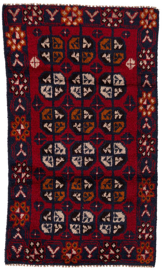 Detail image of 2' 11 x 4' 7 Hand Knotted Balouch Persian Wool Rug
