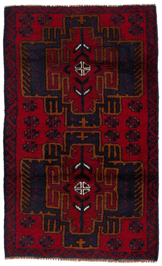 2' 9 x 4' 7 Hand Knotted Balouch Persian Wool Rug