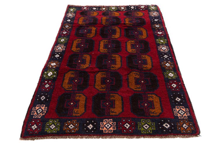 Detail image of 2' 9 x 4' 10 Hand Knotted Balouch Persian Wool Rug