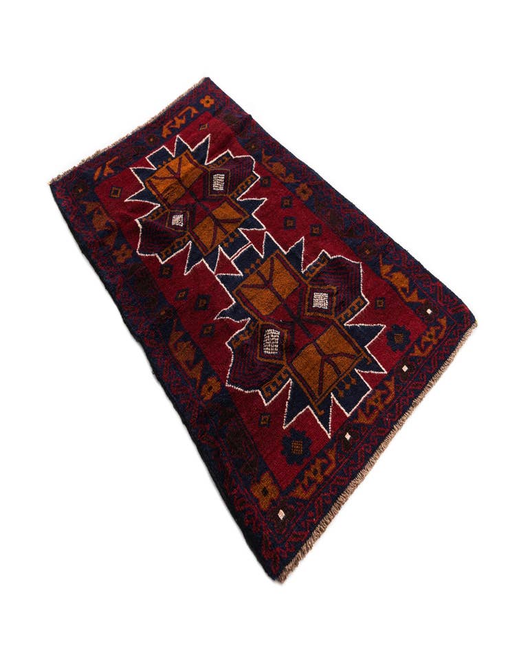 Detail image of 3' x 4' 7 Hand Knotted Balouch Persian Wool Rug