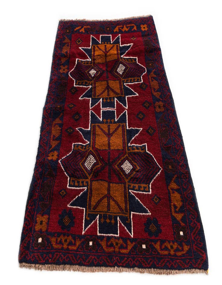 Detail image of 3' x 4' 7 Hand Knotted Balouch Persian Wool Rug