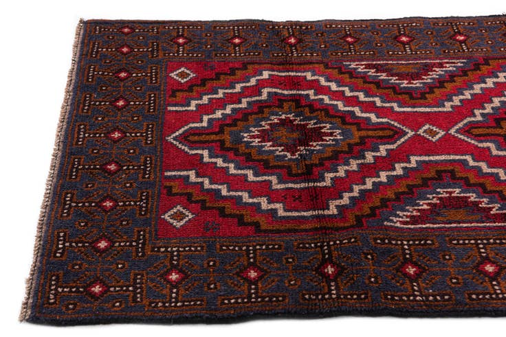 Detail image of 2' 10 x 4' 6 Hand Knotted Balouch Persian Wool Rug