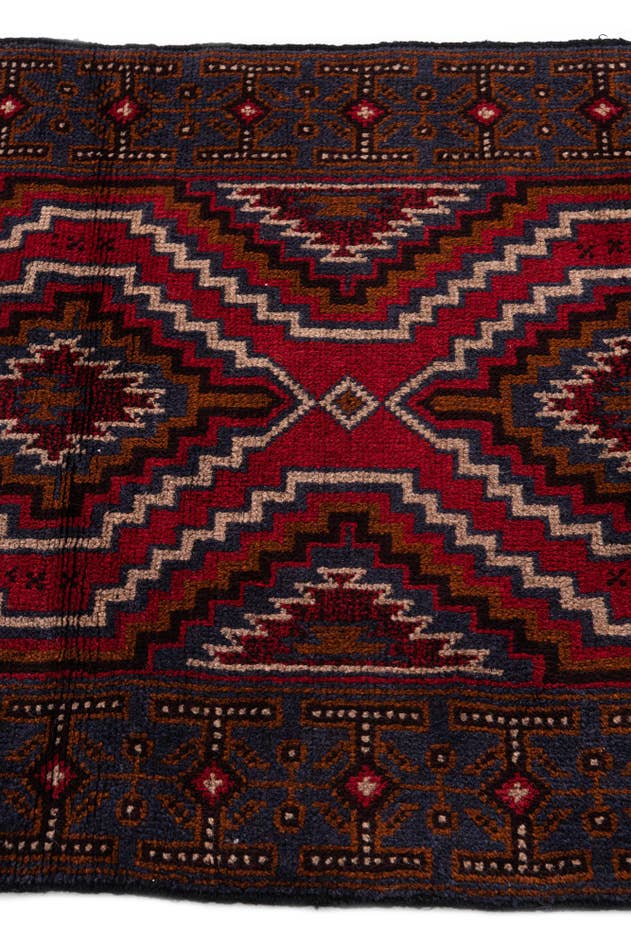 Detail image of 2' 10 x 4' 6 Hand Knotted Balouch Persian Wool Rug