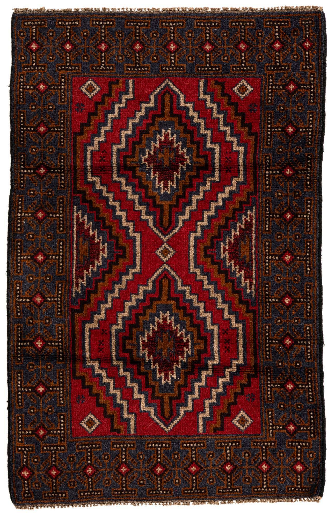 2' 10 x 4' 6 Hand Knotted Balouch Persian Wool Rug