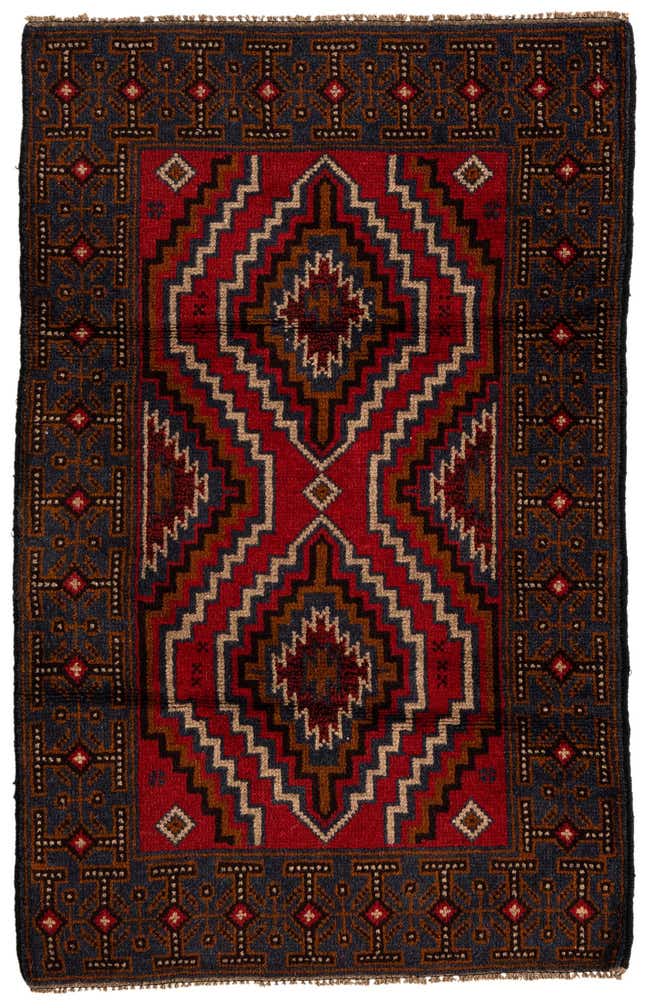 2' 10 x 4' 6 Hand Knotted Balouch Persian Wool Rug