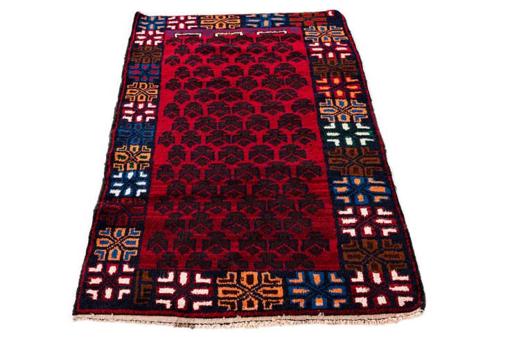 Detail image of 2' 10 x 4' 8 Hand Knotted Balouch Persian Wool Rug