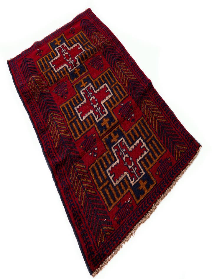 Detail image of 2' 10 x 4' 7 Hand Knotted Balouch Persian Wool Rug