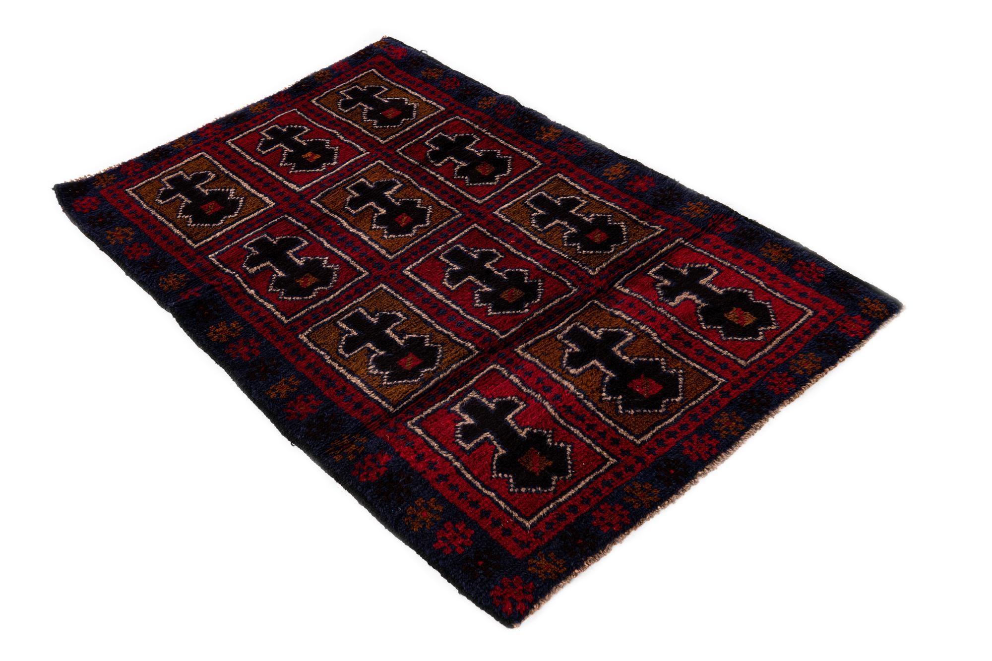 3' x 4' 7 Hand Knotted Balouch Persian Wool Rug
