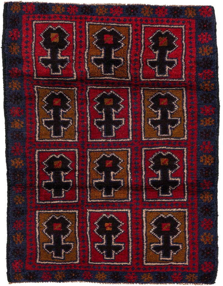 Detail image of 3' x 4' 7 Hand Knotted Balouch Persian Wool Rug