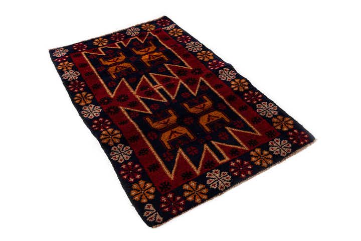 2' 10 x 4' 6 Hand Knotted Balouch Persian Wool Rug