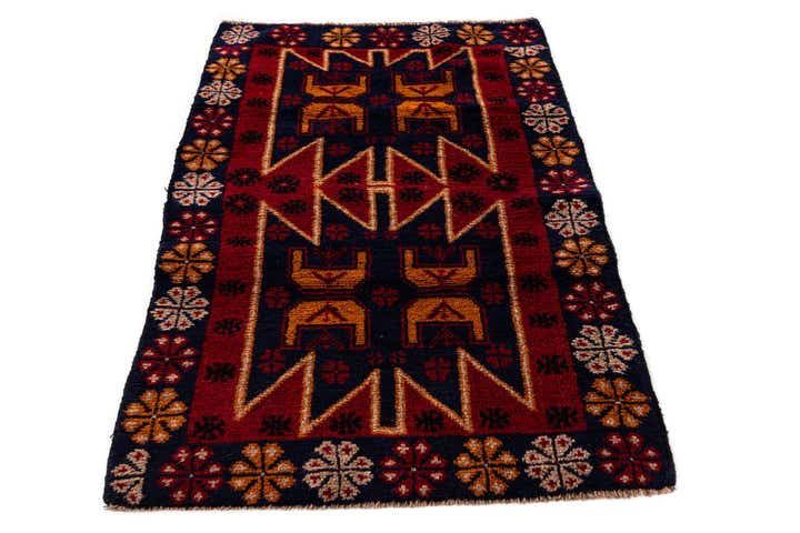 2' 10 x 4' 6 Hand Knotted Balouch Persian Wool Rug