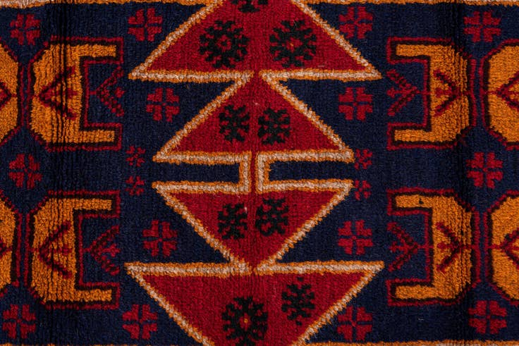 Detail image of 2' 10 x 4' 6 Hand Knotted Balouch Persian Wool Rug